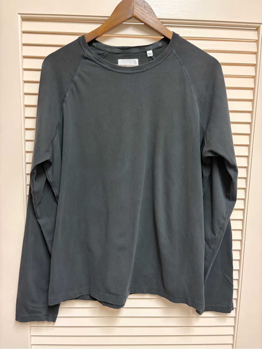 Billy Reid Mens L Gray Long Sleeve Crew Neck Pima Cotton Peru Minimalist Luxury